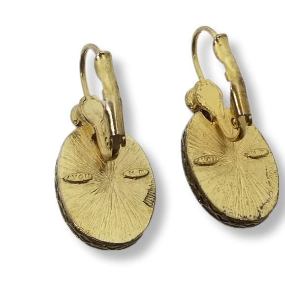 AVON 2002 "PEARLESQUE TORSADE" ROSE CAMEO & CRYSTAL EARRINGS - Picture 6 of 7